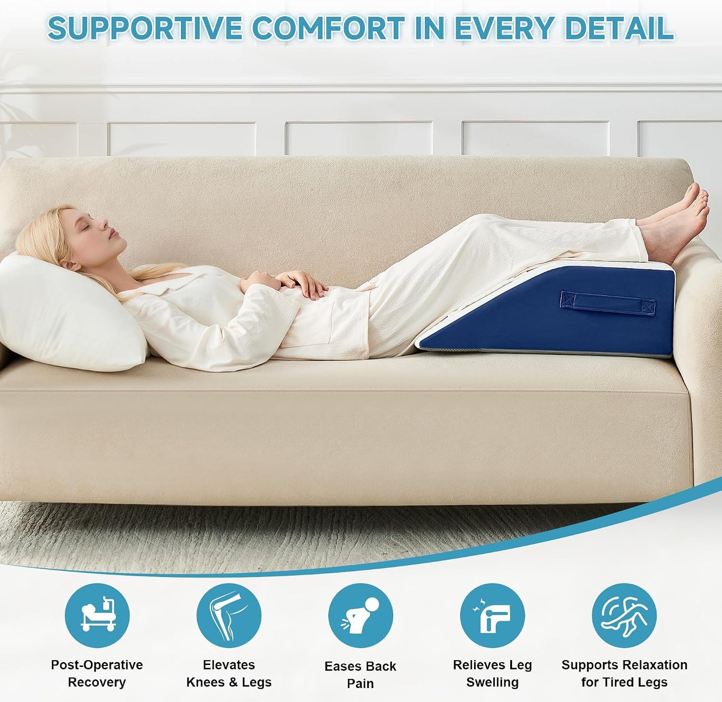 Yojoker 4PCS Orthopedic Bed Wedge Pillow Set for Sleeping, Post Surgery Foam Pillow for Body, Back and Leg Pain Relief, Triangle Adjustable Support Pillow - Acid Reflux, Anti Snoring & GERD Sleeping