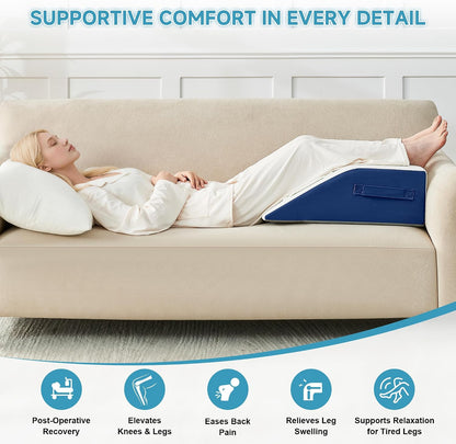 Yojoker 4PCS Orthopedic Bed Wedge Pillow Set for Sleeping, Post Surgery Foam Pillow for Body, Back and Leg Pain Relief, Triangle Adjustable Support Pillow - Acid Reflux, Anti Snoring & GERD Sleeping