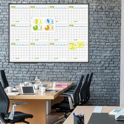 JILoffice Magnetic Dry Erase Calendar Whiteboard, 4 Month White Board Planner 36 X 24 Inch, Black Aluminum Frame Wall Mounted Board for Office Home and School