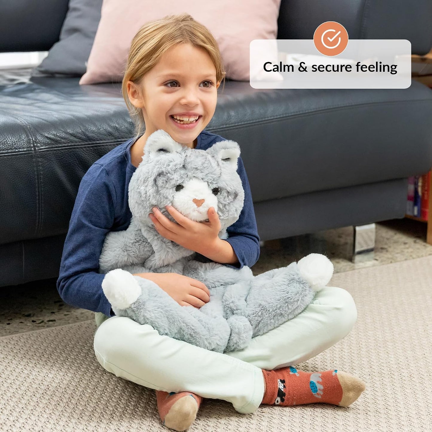 ODOXIA Weighted Lap Pad for Kids 5Lbs | Calming & Comforting | Cat Animal | Sensory Product | Blanket for Special Needs | Carrying Bag Included