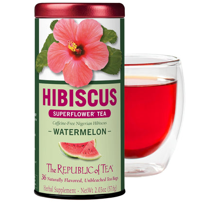 The Republic of Tea Hibiscus Watermelon Herbal Tea, Caffeine Free, 36 Count