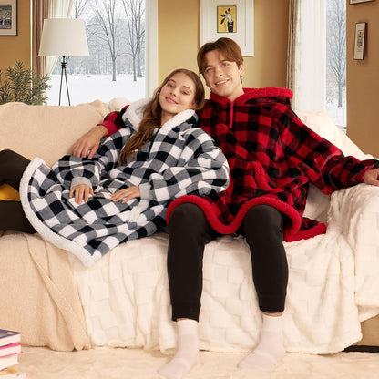 Giggling Getup Wearable Blanket Hoodie for Adults Gifts for Teen Girls Sister Women Sherpa Fleece Printed Hooded Blanket Sweatshirt Warm Cozy with Pocket & Sleeves Beige Cat