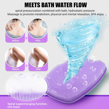 Canroom Silicone Body Scrubber - Zinc Infused-Highly Elastic Bristles Exfoliating Body Scrubber for Shower Body,Cellulite Reduction,Blood Circulation- Black