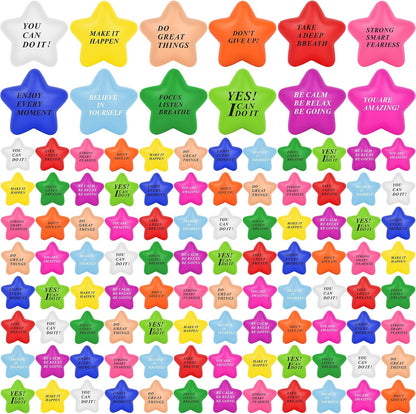 96 Pieces Motivational Stress Balls 2 Inch Inspirational Stress Relief Ball Bulk Hand Exercise Balls Encouraging Colorful Foam Balls Anxiety Small Balls with Quotes for Kids Adults Teens, 12 Styles