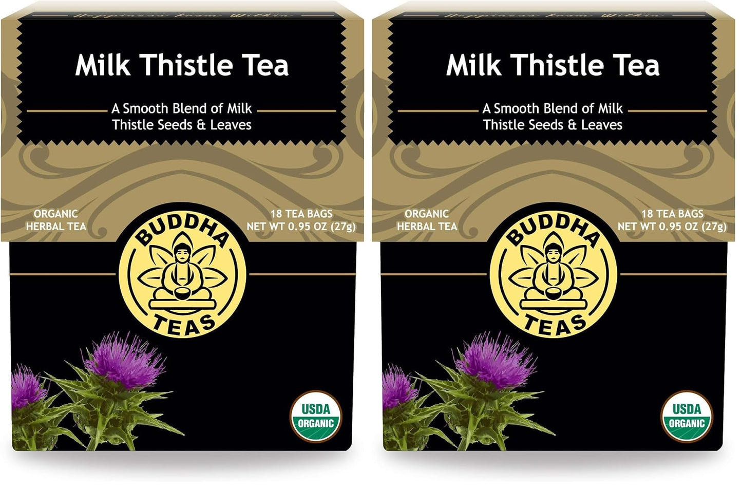 Buddha Teas - Organic Milk Thistle Tea - Herbal Tea - Single Ingredient - Mild, Earthy, Nutty Taste - Enjoy Hot or Cold - Caffeine Free - 100% Kosher & Non-GMO - 18 Tea Bags (Pack of 1)