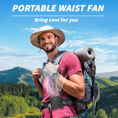 Waist Fan Portable Clip on: 10000mAh Rechargeable Personal Belt Cooling Fan Under Shirt - Cool Body Fans Under Clothes for Outdoor Travel, Walking, Work for Men and Women (Grey)