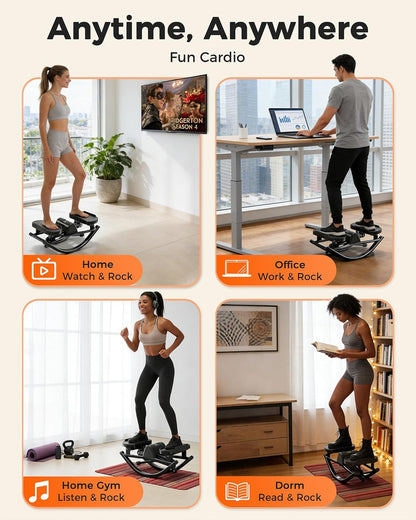 FineWay Upgraded Rock Stepper 2.0 for Exercise at Home, Rocking Stepper Side to Side, Low-Impact Knee-Friendly Exercise Machine with Resistance Bands, LCD Monitor & 330 LBS Capacity, Full Body Workout