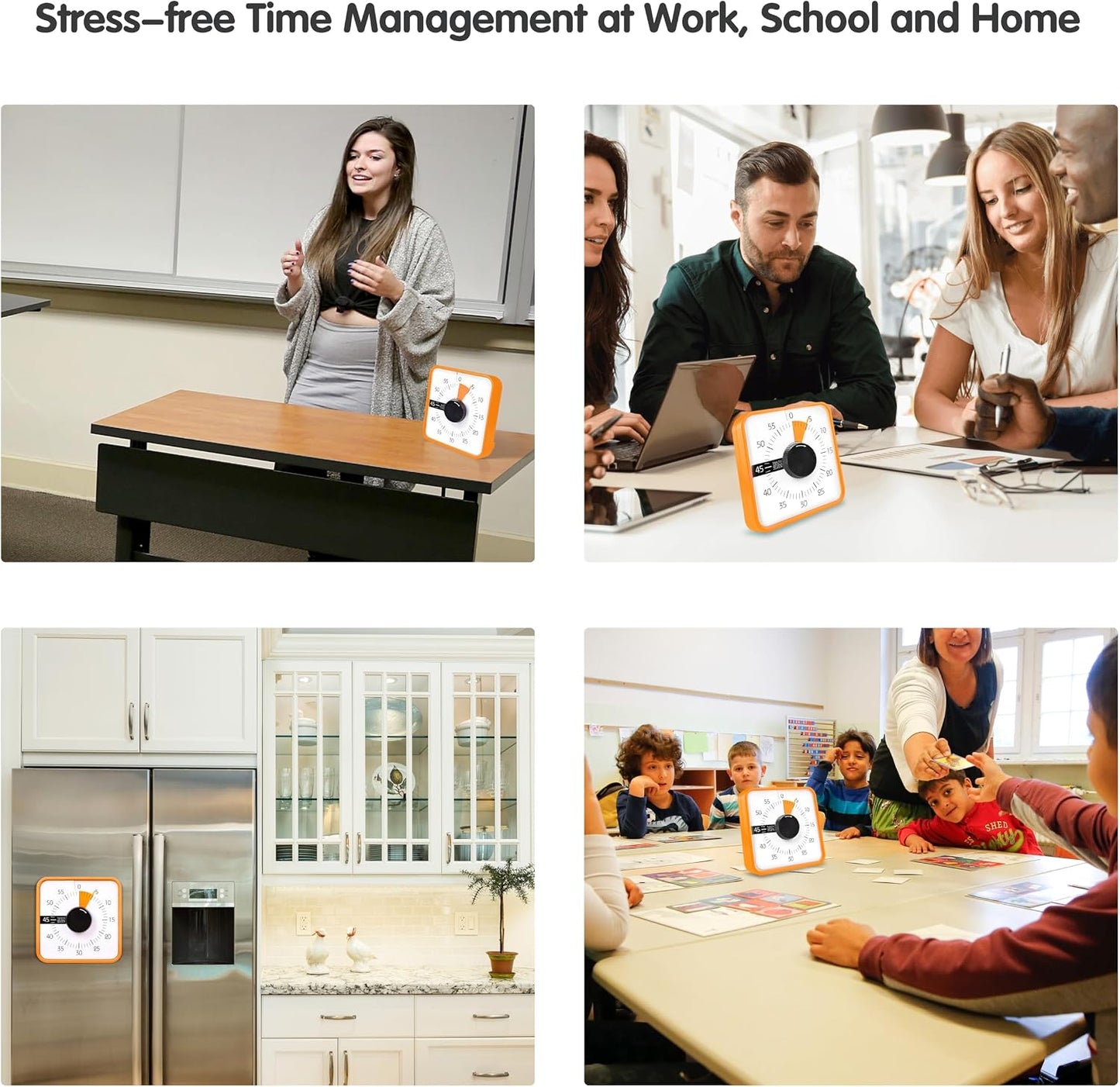 Visual Timer 7.5 inch; 60 Minute 1 Hour Countdown Timer for Kids Classroom Teaching Tool Home Office Meeting, Mechanical Countdown Clock for Exam Time Management Magnetic, Navy Blue with Colorful Disc