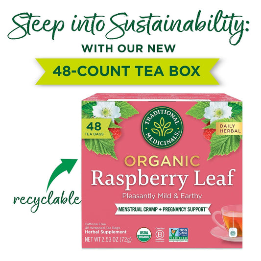 Traditional Medicinals Organic Raspberry Leaf, 48 Tea Bags