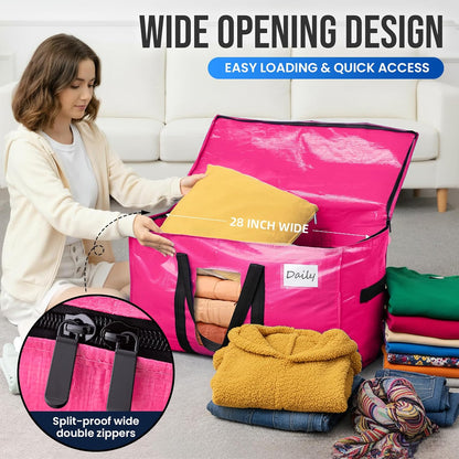TAILI Blue Extra Large Moving Bags,Storage Bags with Visible Window