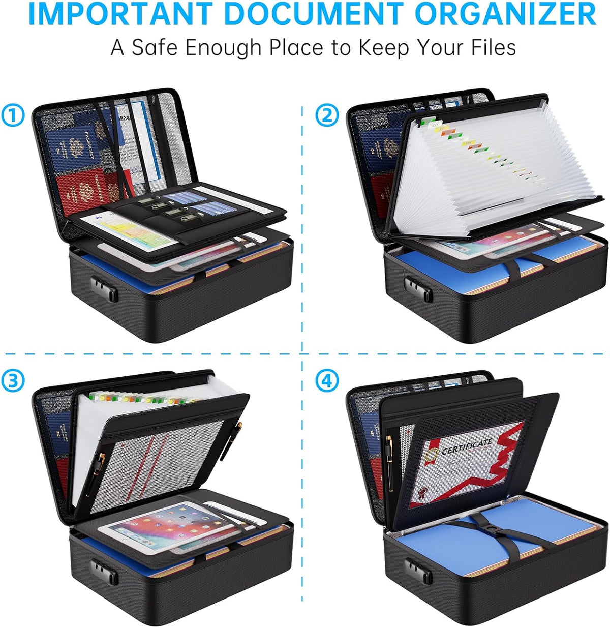 ENGPOW Fireproof File Organizer Bag with 13 Pockets Accordion File Folder