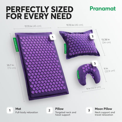Pranamat Acupressure Large Mat with Regular & Moon Pillow Set, Premium Acupressure Therapy for Pain Relief and Relaxation, Handcrafted in Europe with Sustainable and Natural Materials (Rosegold)