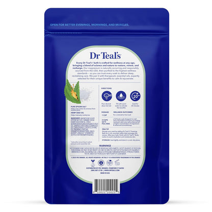 Dr Teal's Pure Epsom Salt, Cannabis Sativa Hemp Seed Oil, 3 lb (Pack of 4)