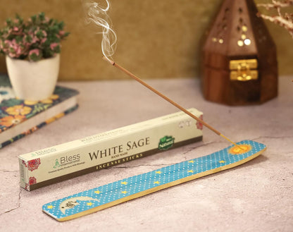 Bless-International Traditional-Handmade-Burner Wooden-Incense-Stick-Holder Ash-Catcher-Stand for-Aromatherapy-Meditation-Yoga (Incense Holder 10 inch(2 pcs))