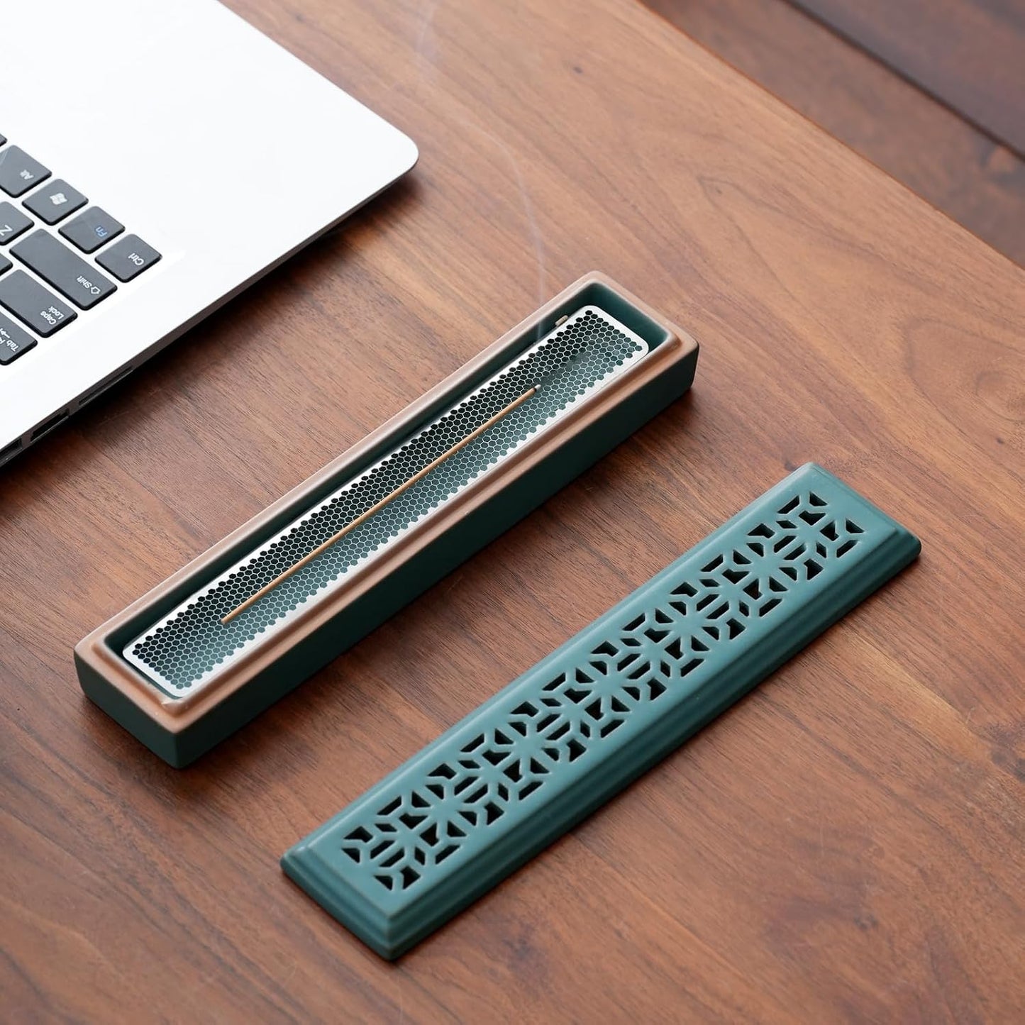 CEREMONY Incense Holder for Sticks, Ceramic Insence-Stick Holder Ash Catcher, Incense Holder Timkburner for Meditation Yoga Spa Room Incense Holder (Lever Brown)