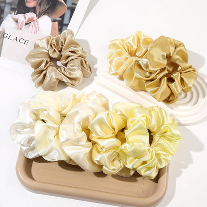 16 Pcs Scrunchies for Women - Black Satin Silk Scrunchies for Girls Hair Ties Elastics Bands Ponytail Holder Hair Accessories