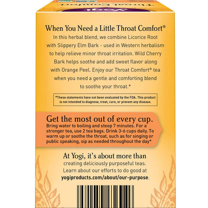Yogi Throat Comfort Organic Tea, 16 Tea Bags (6 Pack)