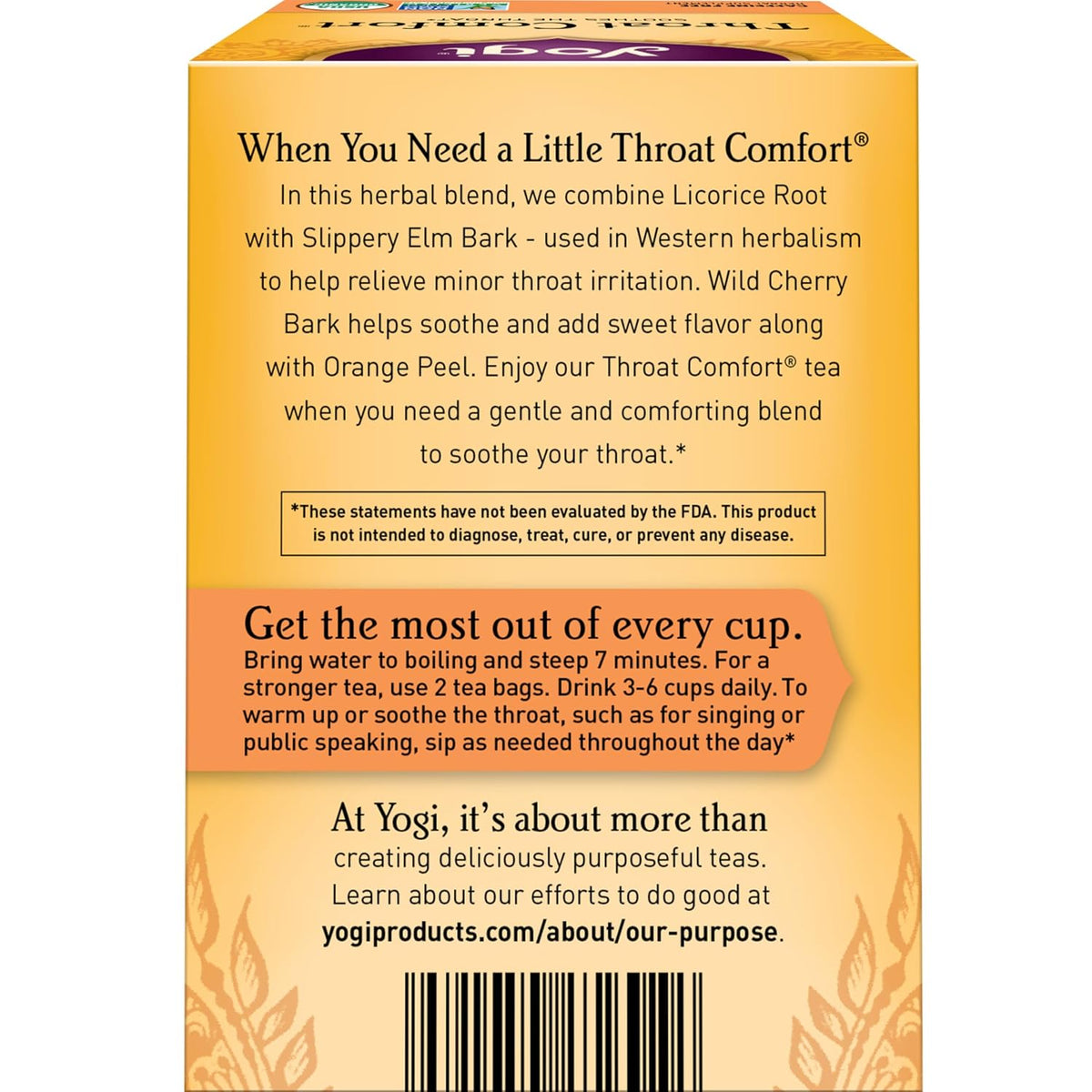 Yogi Throat Comfort Organic Tea, 16 Tea Bags (4 Pack)