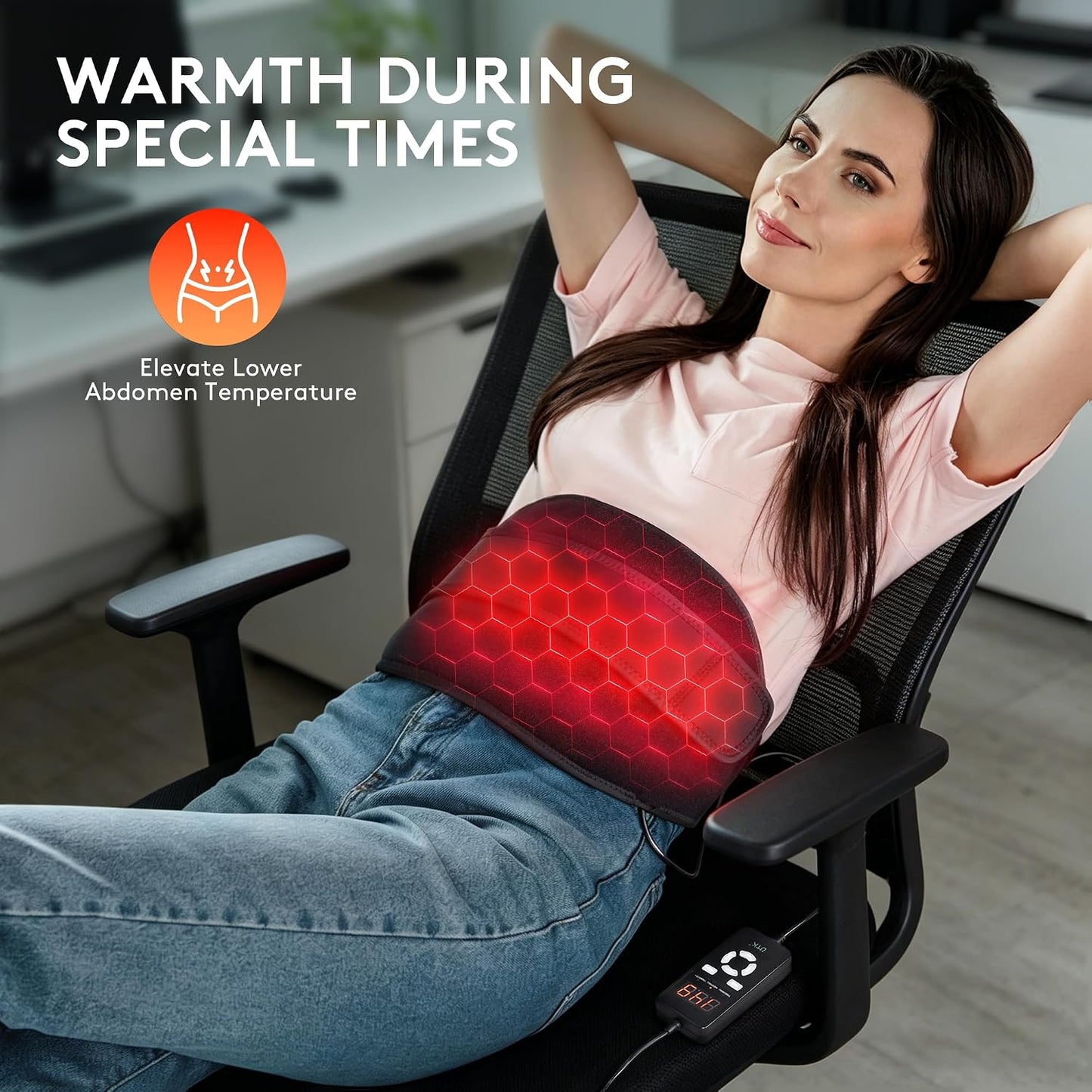 UTK Vibrating Far Infrared Heating Pad for Back Pain Relief, Hot Enough, Fathers Day Dad Gifts for Men, Massager Heating Pads for Lower Back, 16 Timers Auto-Off, 20 Natural Jade, 35-55" Adjustable