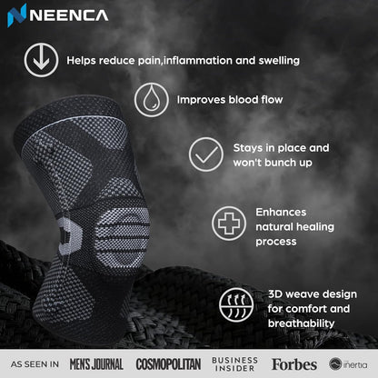 NEENCA Professional Knee Brace for Pain Relief, Medical Knee Support with Patella Pad & Side Stabilizers, Compression Knee Sleeve for Meniscus Tear, ACL, Joint Pain, Runner, Workout (Black, Medium)