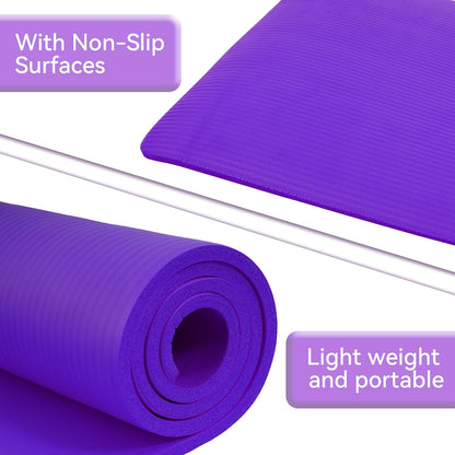 Fitvids Yoga Mat, 1/2-Inch Extra Thick High Density Exercise Mat, Anti-Tear Exercise Yoga Mat with Carrying Strap, Suitable for Various Yoga Exercises