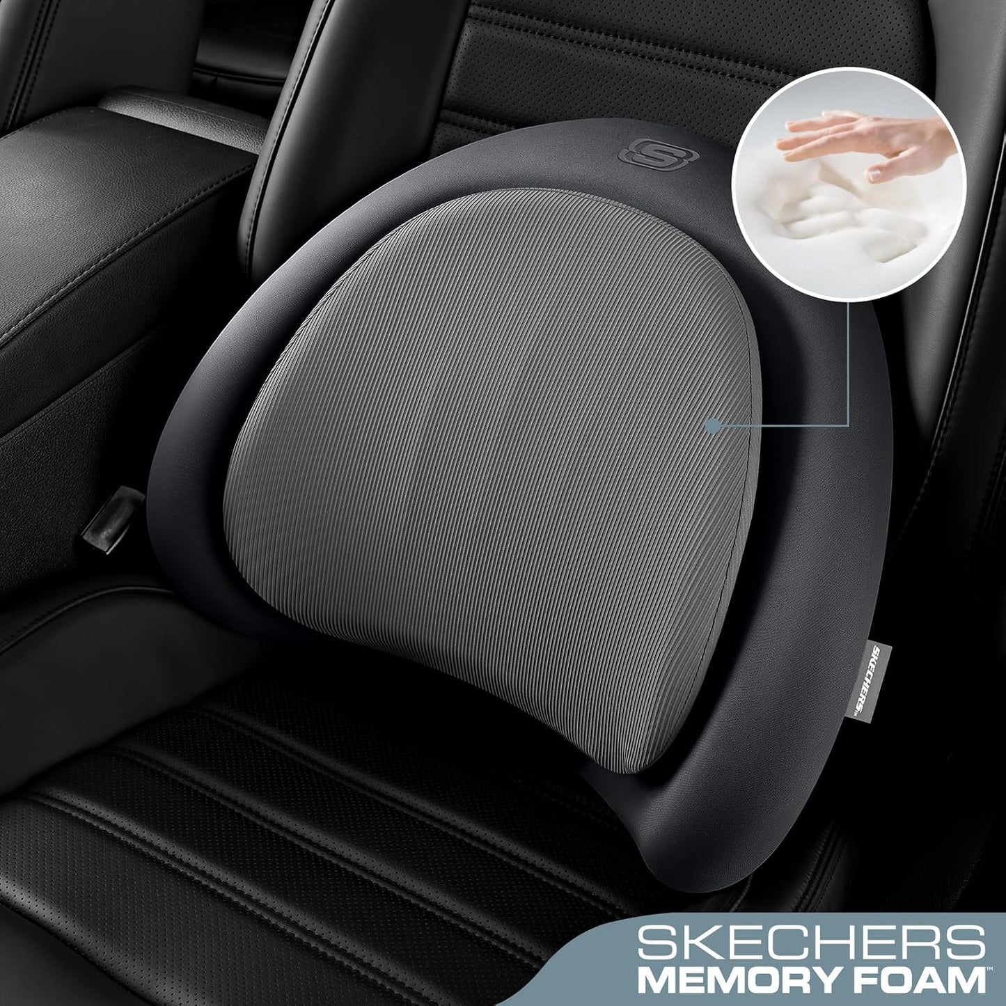 Skechers Lumbar Pillow Premium Memory Foam,Double-Layer-Office Chair Cushion for Tailbone Pain Relief,Butt Pillow for Office Chair,Car seat Cushion,Long Sitting Office Workers,and Car Drivers,Black