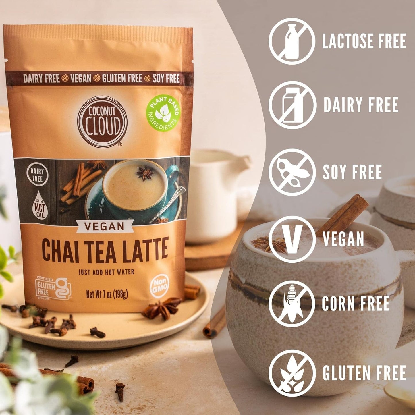 Coconut Cloud: Vegan Spiced Chai Tea Latte | Creamy, Delicious & Easy Dairy Free Alternative. Made in Colorado (Lightly Sweetened, Gluten Free, Soy Free), 16 oz