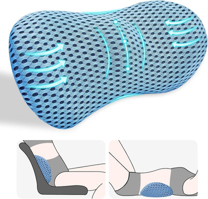 kasney Lumbar Support Pillow, Back Pillow for Low Back Pain Relief, Ergonomic Streamline Car Seat, Office Chair, Recliner and Bed (Gray)
