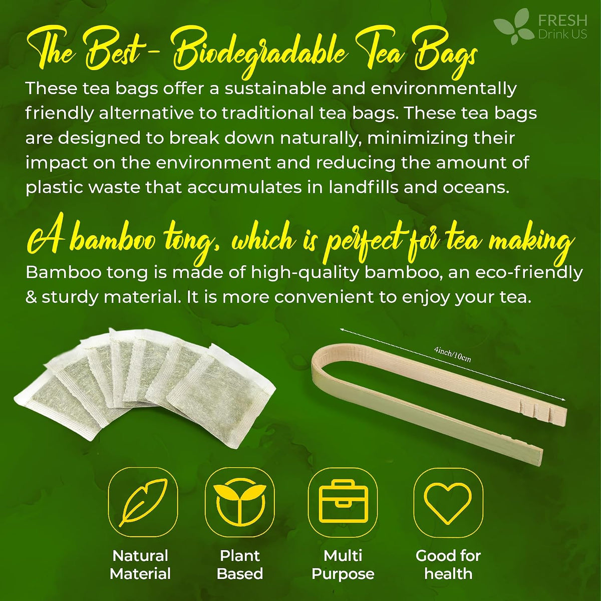 FreshDrinkUS, Premium 40 Mango Leaf Tea Bags, 100% Natural& Pure from Mango Leaves. Herbal Tea. No Sugar, No Caffeine, No Gluten, Vegan.