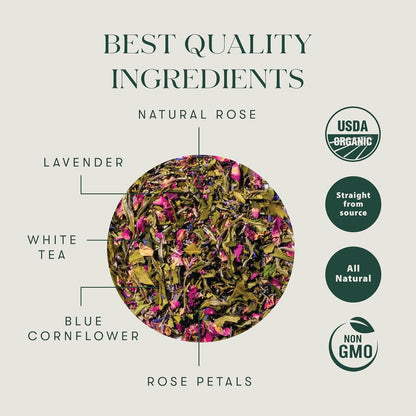 Luxmi Estates Lavender Valley Lavender Tea (25 Tea Bags) Low Caffeine Tea Bags, With Darjeeling Makaibari White Tea