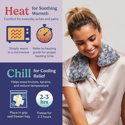 warmies Microwavable Neck & Shoulder Wrap - Weighted Neck Wrap - Microwavable Heat Pack for Shoulders - Chillable Heating Pad with Lavender for Aches & Pain - Marshmallow Gray, 19 x 5 x 3 in, 2 lb