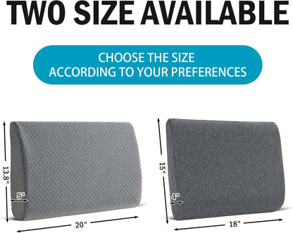HOMBYS Lumbar Support Pillow for Recliner Chair, Memory Foam Back Support Cushion for Elderly,Extra Large Lumbar Support Pillow,Thick Backrest for Home Reading (Grey, 20“x13.5"x5")