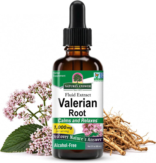 Natures Answer Valerian Root 1000 mg, 2 oz - Alcohol-Free Extract - Natural Sleep Aid - Stress Reliever - Promotes Restful Slumber