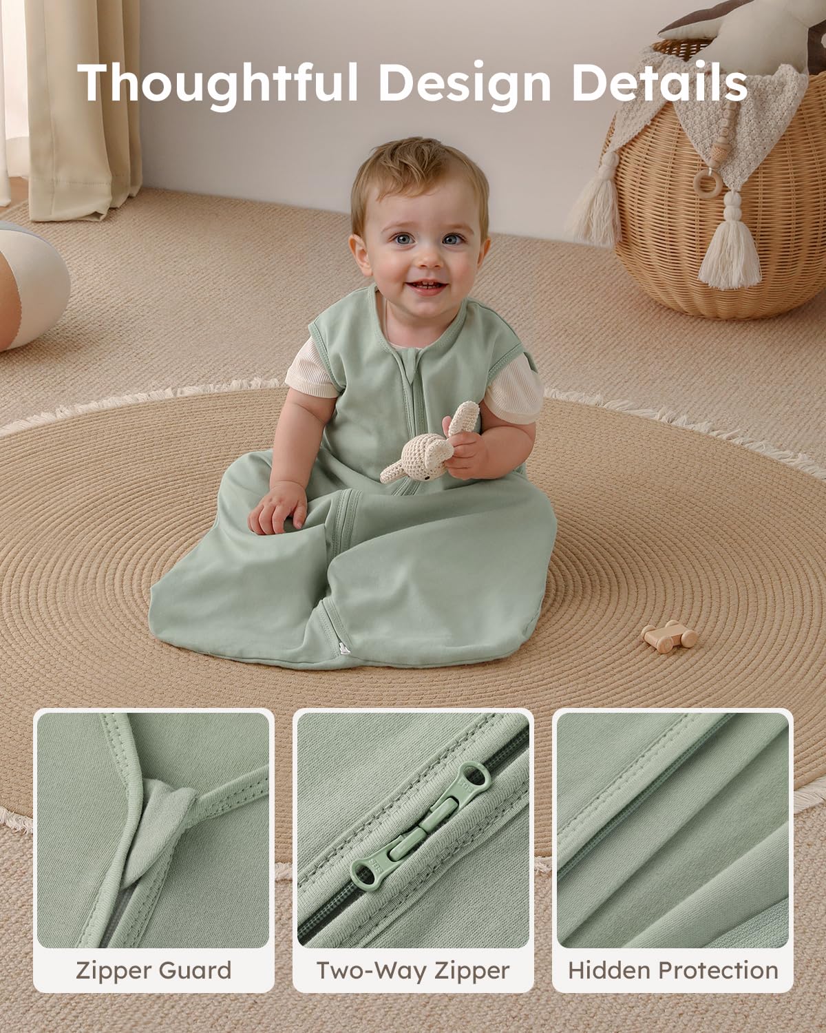 Yoofoss Baby Sleep Sack Baby Wearable Blanket 100% Cotton 2-Way Zipper Toddler Sleeping Sack