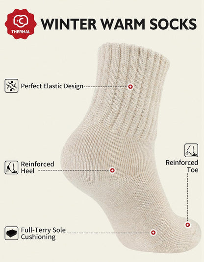CLOSEMATE Womens Thick Full Cushioned Thermal Warm Boot Socks for Winter 3 Pairs