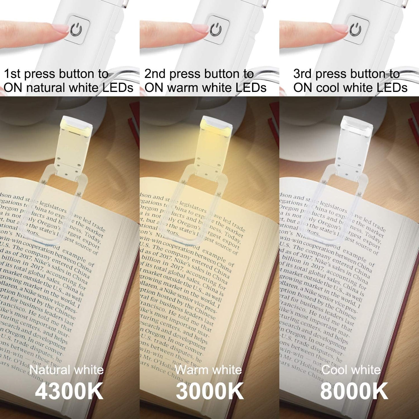 HONWELL Rechargeable Book Light, Clip On LED Reading Lights for Kids Reading in Bed, 3 Brightness Levels Dimmable Bookmark Light for Eye-Protection, Portable Reading Lamp for Bookworms, Travel(Orange)