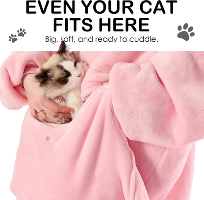 Krifey Wearable Blanket Hoodie, Oversized Sherpa Hooded Blanket for Adults | Soft sherpa fleece with sleeves and pocket; oversized fit for lounging, WFH, camping, Christmas and white elephant gifts.