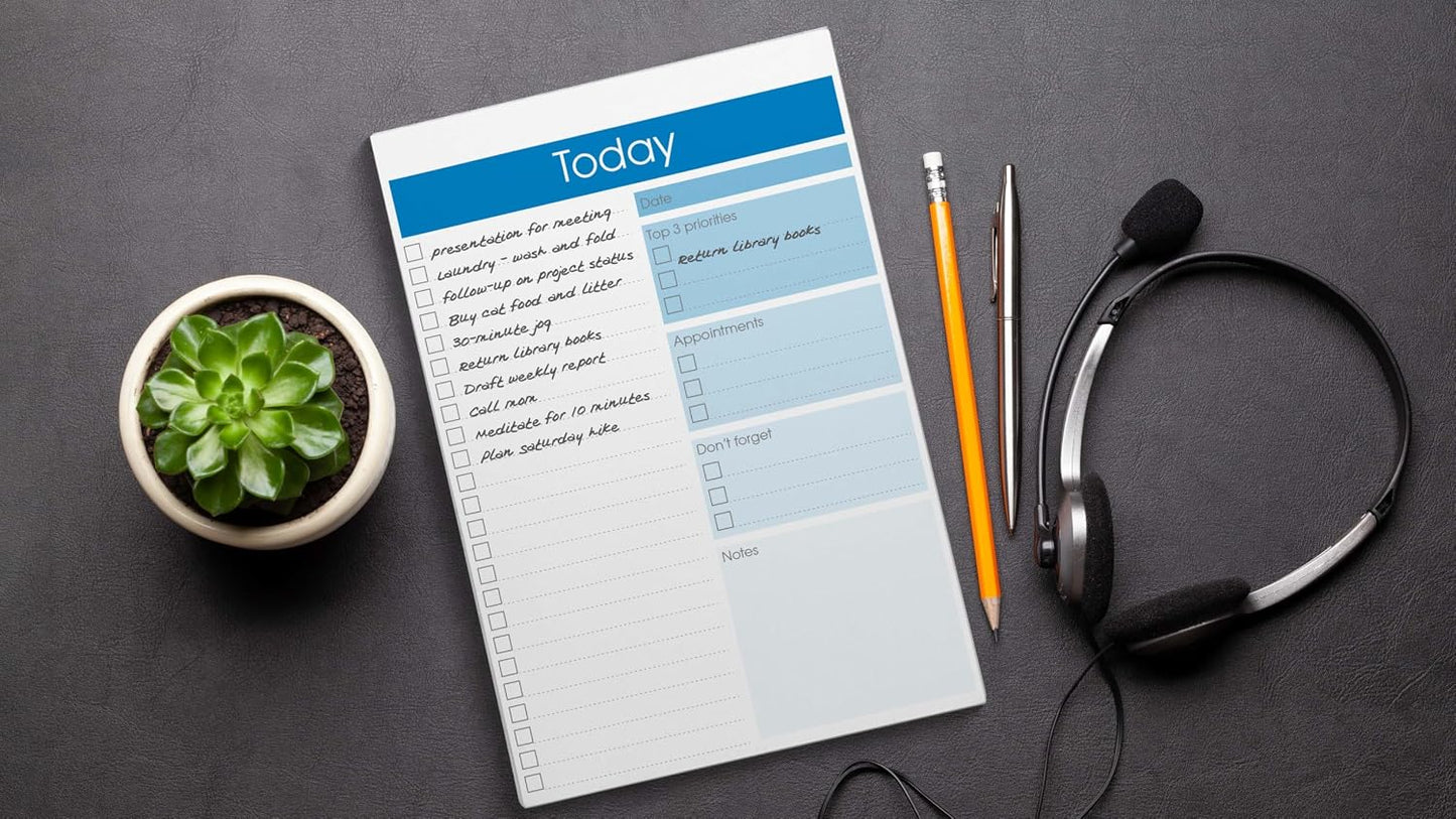 Better Office Products To Do List Notepad, 7" x 10" Today Note Pad, 52 Sheets, Daily Agenda Productivity Checklist Organizer (1 Pack)