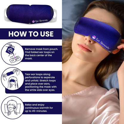 Eye Serenity Steam Eye Mask, Heated Eye Mask, Self Heating Warm Compress for Dry Eyes, Fast Relief for Stye, Puffy Sensitive Eyes, Moist Heat, Gift for Women and Men - Unscented