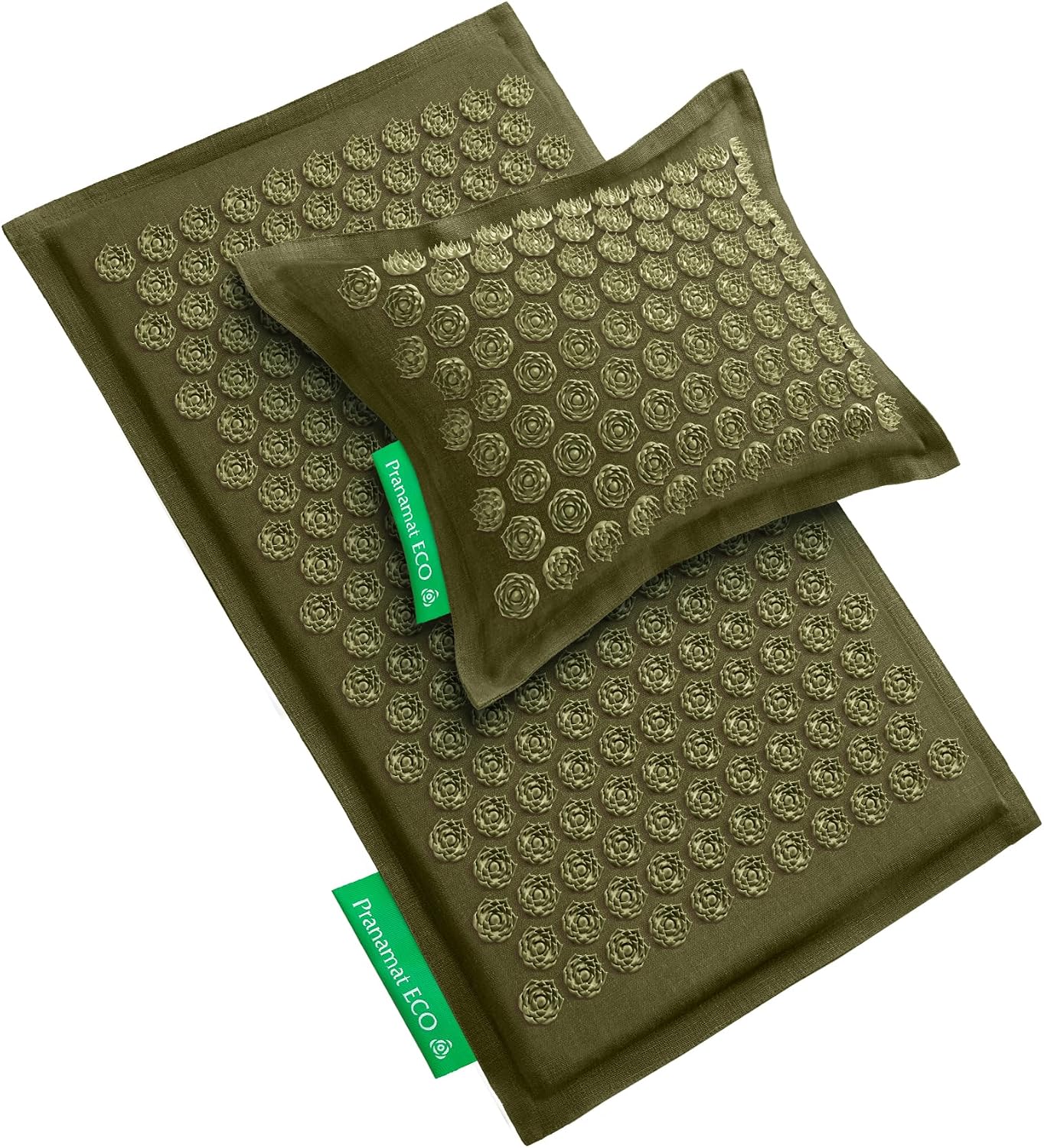 Pranamat Acupressure Large Mat and Pillow Set, Premium Acupressure Therapy for Pain Relief and Relaxation, Handcrafted in Europe with Sustainable and Natural Materials (Obsidian)