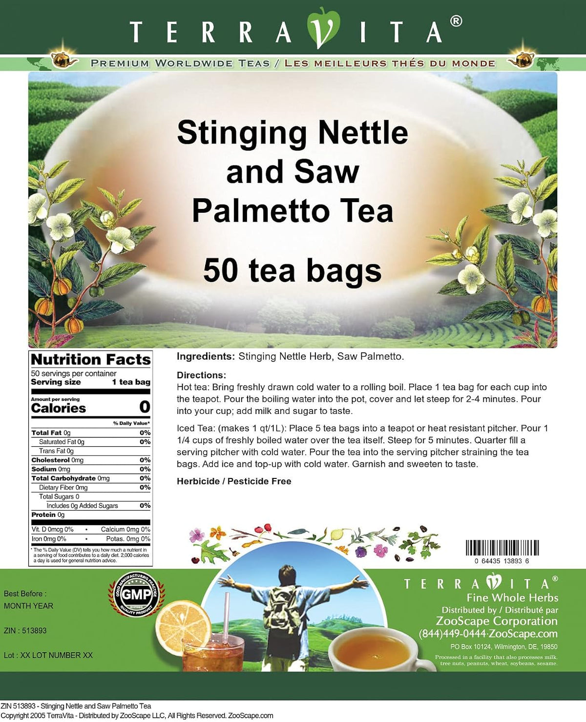Stinging Nettle and Saw Palmetto Tea (50 tea bags, ZIN: 513893)