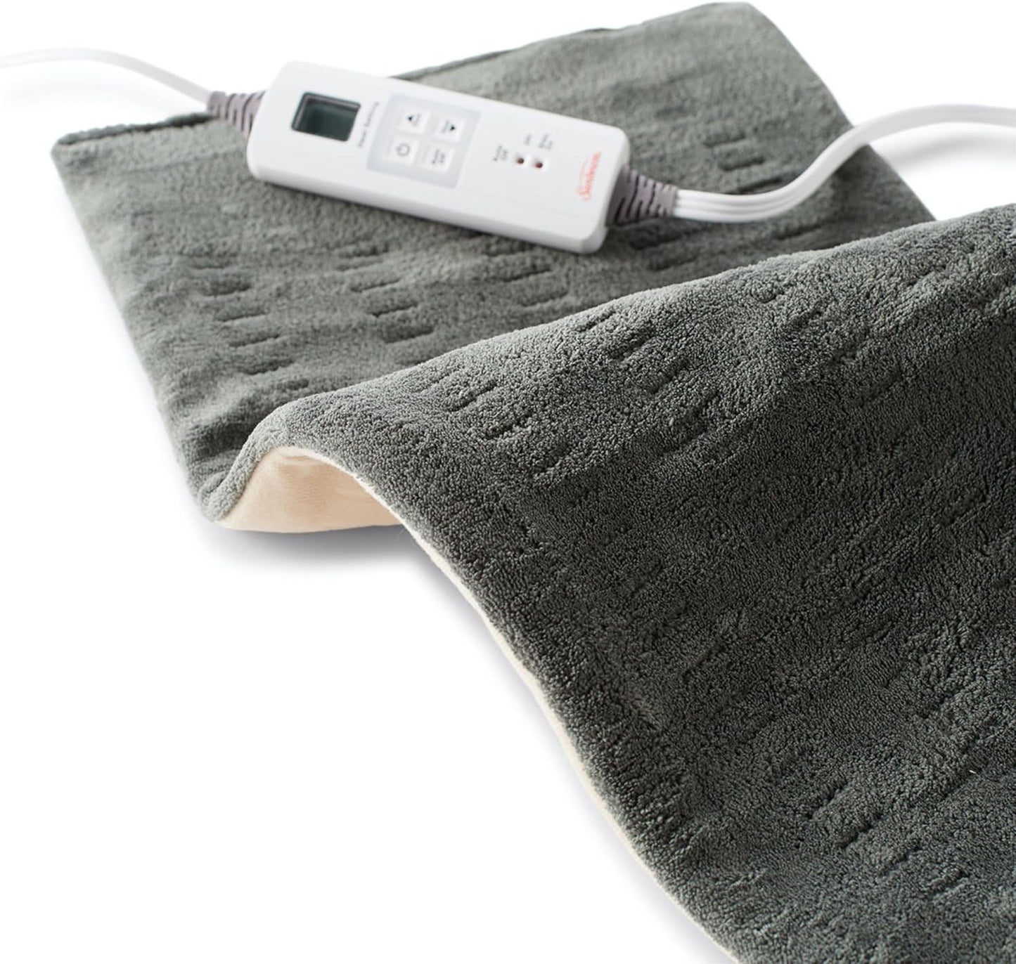 Sunbeam XL Back Neck and Shoulder Heat Therapy 12 x 24 with Auto Shut Off 6 Settings Machine-Washable Comfortable Microplush Fabric - Burgundy
