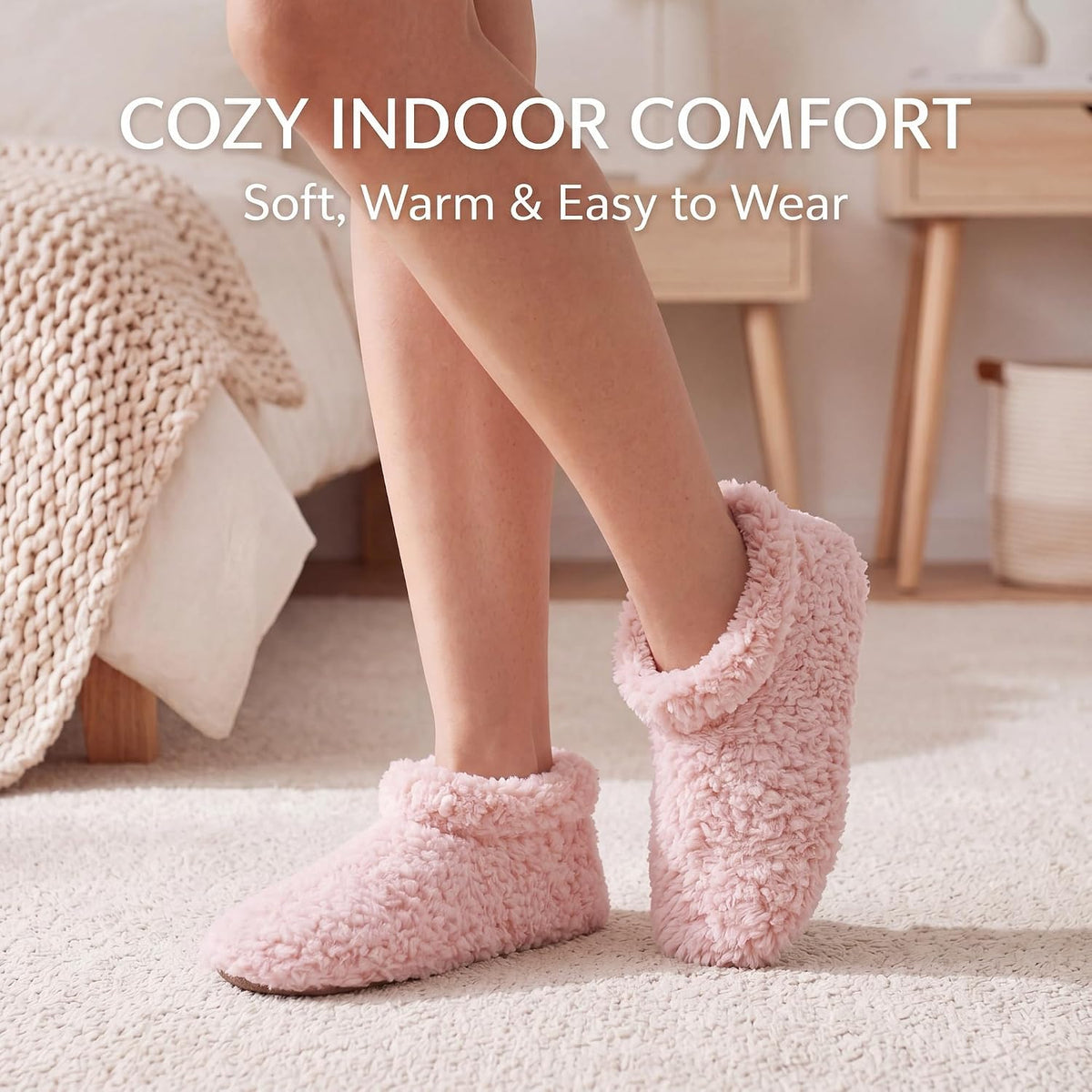 Cozylook Fuzzy Slippers for Women Indoor Soft Sole Slipper Socks