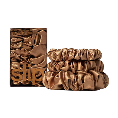 slip Back to Basics Black Midi & Large Scrunchie Set | Includes 2 Midi & 1 Large Pure Silk Scrunchies | 100% Mulberry Silk, Anti-Crease, Gentle on Hair, Prevents Breakage | Stylish & Durable