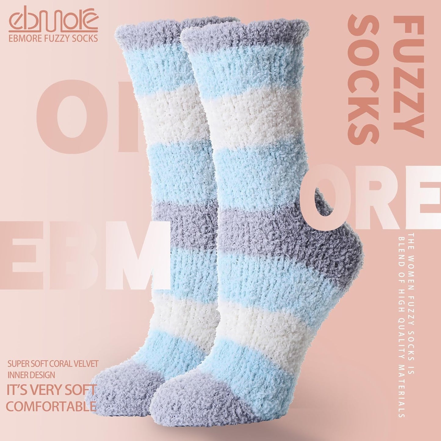EBMORE Womens Fuzzy Socks Slipper Fluffy Cozy Comfy Cabin Plush Warm Winter Sleep Home Soft Socks