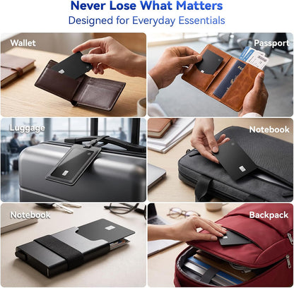 Dual-Platform Wallet Tracker Card, Wireless Rechargeable 0.07in Slim Tracking Card,Work with Apple Find My & Google's Find Hub, Item Locator, Credit Card Size Tracker, IP68 Waterproof, Keys, Bags