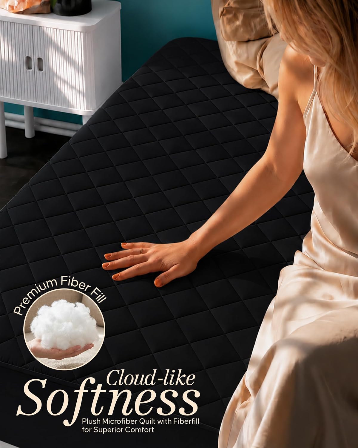 Queen Mattress Pad, Quilted Mattress Protector Topper fits 16" Deep Pocket