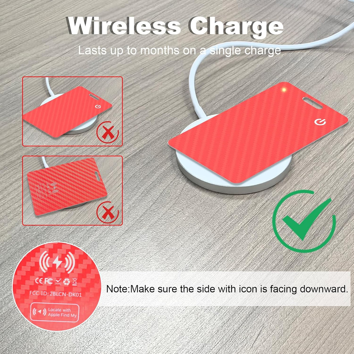 Wallet Tracker Card, Slim Rechargeable Bluetooth Item Locator, Smart Finder Compatible with Apple Find My for Wallet, Luggage, Passport, IP68 Waterproof (iOS Only) (Carbon Fiber Black)