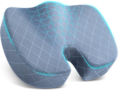 TushGuard Seat Cushion - Memory Foam Sitting Pillow for Office Chair, Car Seat, Airplane, Bleacher - Sciatica & Hip & Coccyx Pain Relief Desk Chair Cushion for Long Sitting Office Workers, Car Drivers