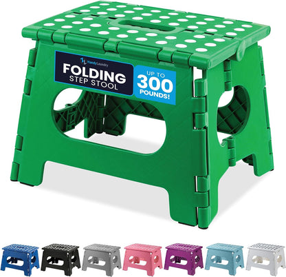 Handy Laundry Folding Step Stool - Sturdy Enough Collapsible Stool to Support Adults - Opens Easy with One Flip - Great for Kitchen, Bathroom or Bedroom (Black - 9 Inch)